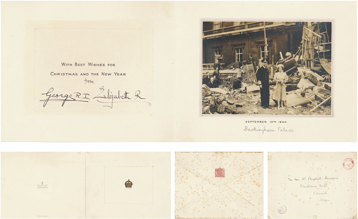 英王乔治六世 签赠 在被轰炸的白金汉宫新年
