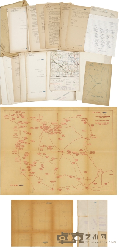 盟军诺曼底登陆 作战部队绝密文件、地图等绝密文献 