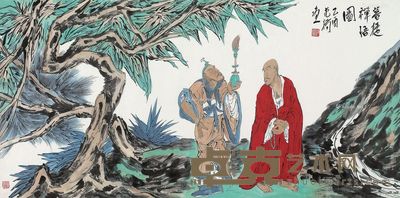 范扬 菩提禅悟图 138×68cm