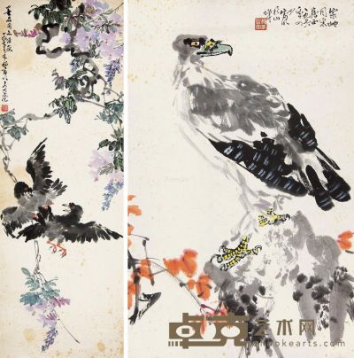 杨富明 花鸟 33.5×97cm；44×68.5cm