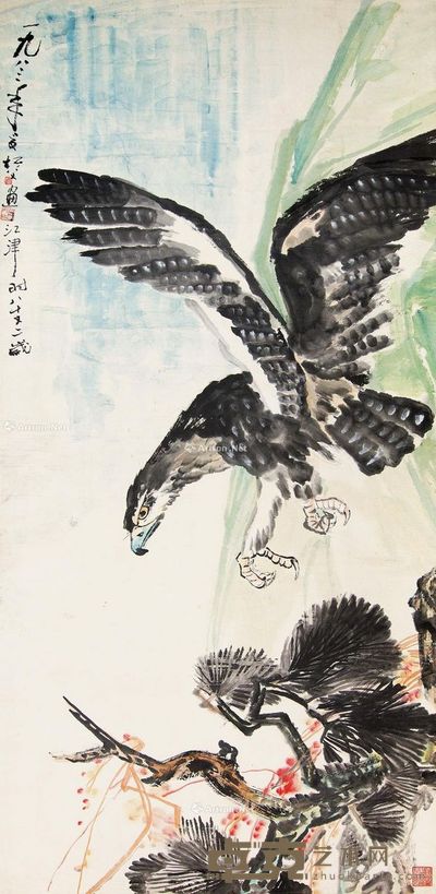 阎松父 松鹰 67×137cm