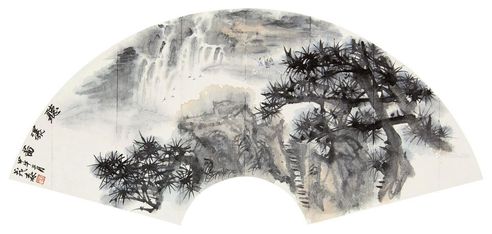 林茂森 听瀑图