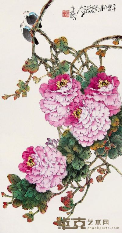 谭昌镕 花鸟 52×98cm