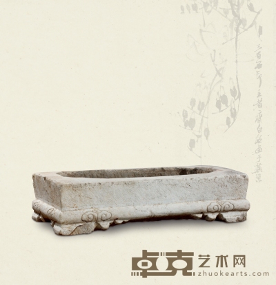 清·汉白玉赏石盆 72×42×50cm