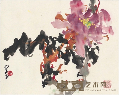 赵少昂 牡丹图 37×30cm