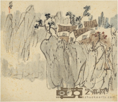 陈子庄 孤邨图 32×27.5cm