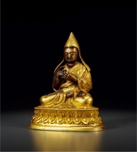 清·铜鎏金宗喀巴坐像