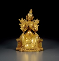 清·铜鎏金弥勒菩萨坐像