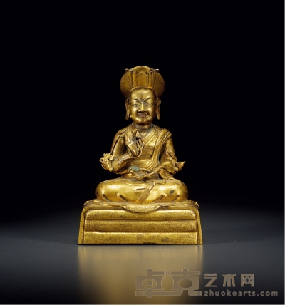 清·铜鎏金三世章嘉像 高：23cm