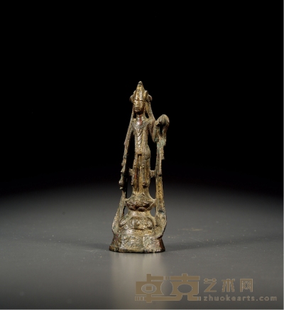 唐·铜鎏金观音菩萨立像 高：14.5cm