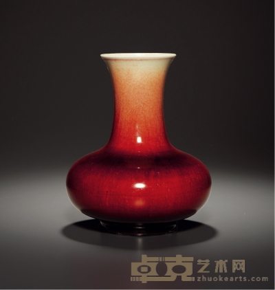 清康熙·郎窑红敞口瓶 高：21cm