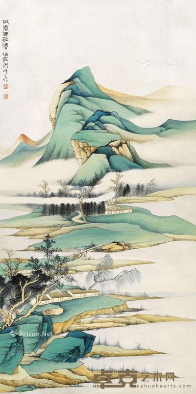 何海霞 仿张僧繇山水图 100×48cm