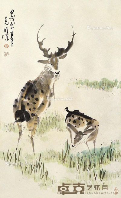 郑克明 双鹿图 92×56cm