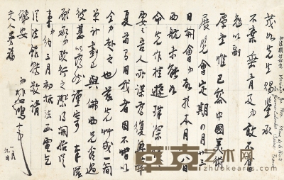 徐悲鸿 有关“巴黎中国美术展览会”的信札 46×29.5cm