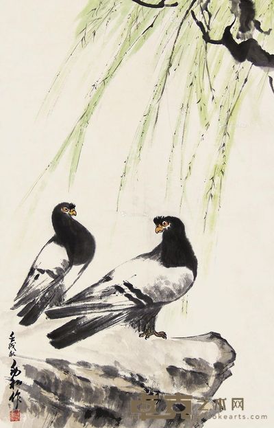 蒋兆和 和平鸽 69×45cm
