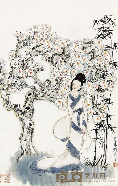刘旦宅 仕女 68×43cm