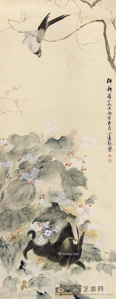 张槃 花鸟 123×48cm