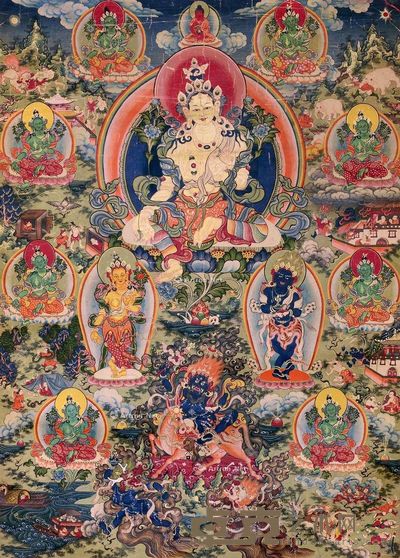 18世纪 度母唐卡 长59cm;宽43cm