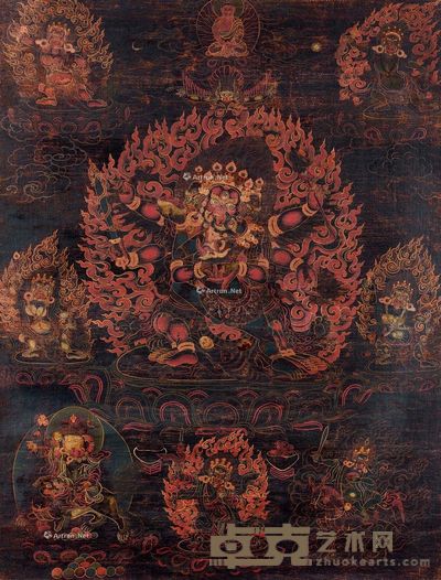 18世纪 普巴金刚唐卡 长62cm;宽47cm