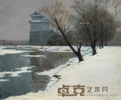 王良武 古城雪 50×60cm