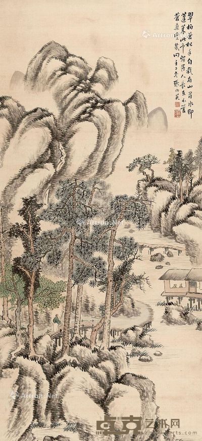 张伯英 山水 148×69cm