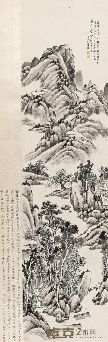 何维朴 山水 132×33cm