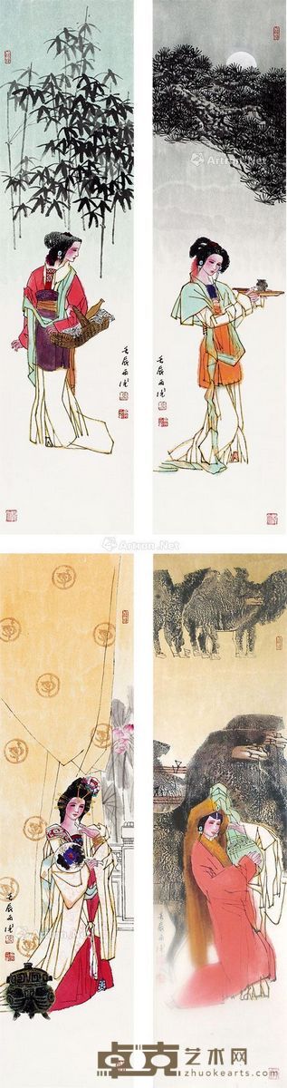 马西光 人物 35×139cm×4