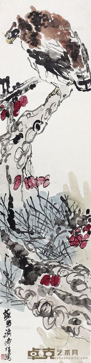 梁崎 松鹰 132×32cm