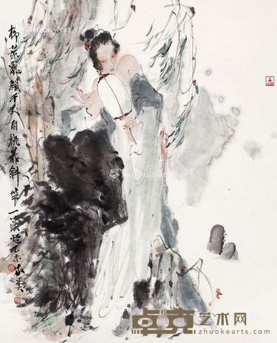 范家美 柳叶乱飘千尺雨 55×44cm