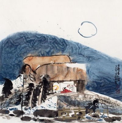 刘进安 夜读春秋图 65×64cm