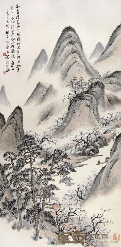 褚健秋 山水 106×52cm