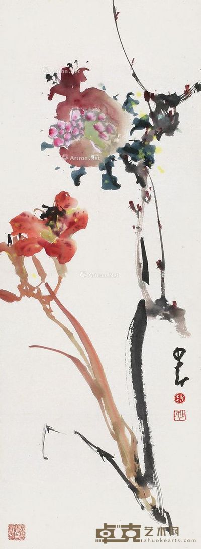 赵少昂 石榴 84×30cm