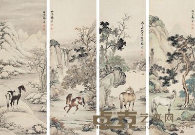马晋 马 95×32cm×4