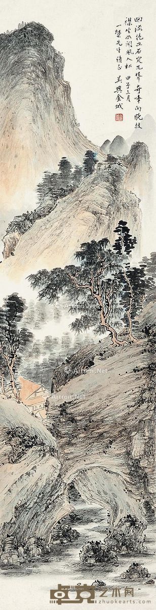 金城 山水 135×34cm