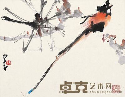 赵少昂 花鸟 29×37cm