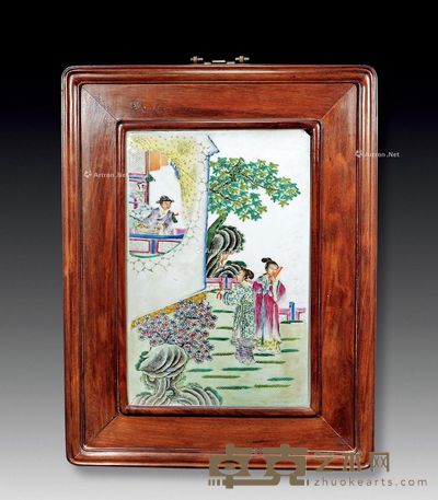 民国 粉彩人物挂屏 56×43cm