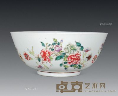 清 粉彩花卉碗 直径21cm