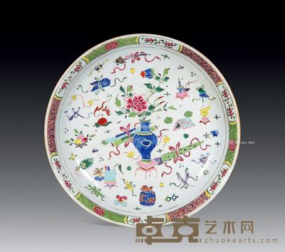 清康熙 五彩花卉大盘 直径36cm