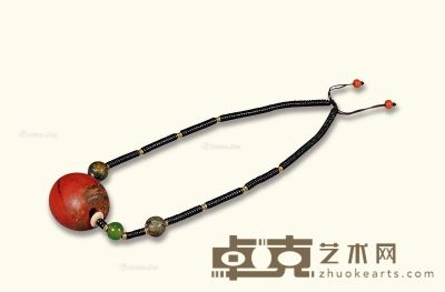 现代 南红玛瑙配紫檀珠项链 直径3.7cm