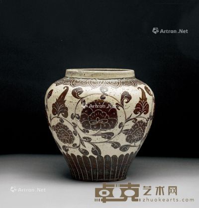 宋代 磁州窑花卉纹罐 高20.5cm