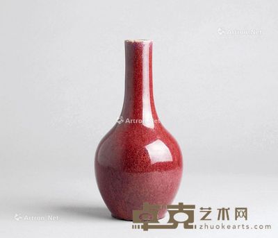 清代 窑变红釉长颈瓶 高20cm