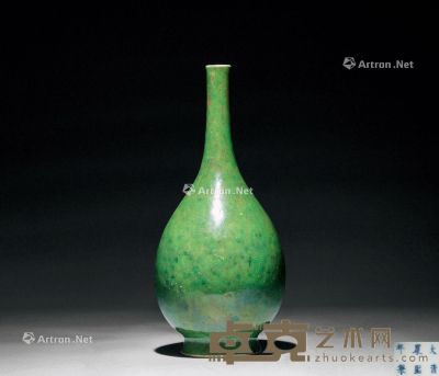 清代 郎窑绿胆式瓶 高19.6cm