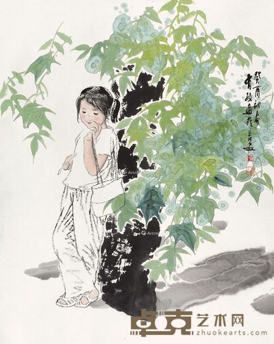王有政 背书包的小女孩 76.5×61cm