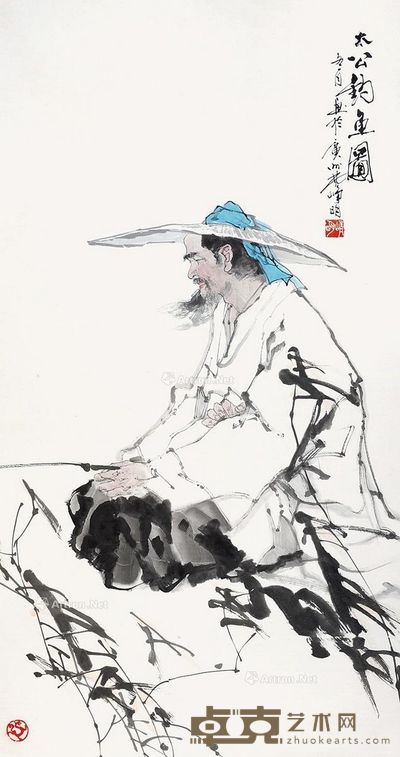 林峥明 太公钓鱼图 127×67cm