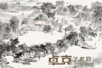 周新华 暮色留园 45×69cm