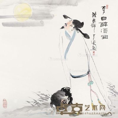 于涛 李白醉酒图 68×68cm