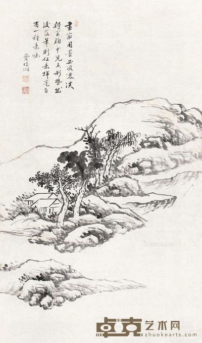 费晴湖 山水 80.5×47.5cm