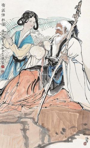 苏维贤 寿翁惬饮图