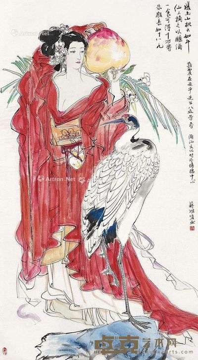 苏维贤 祝寿图 124×69cm