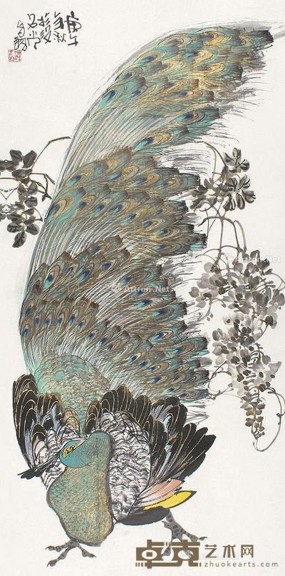 谭昌镕 孔雀 138×68cm